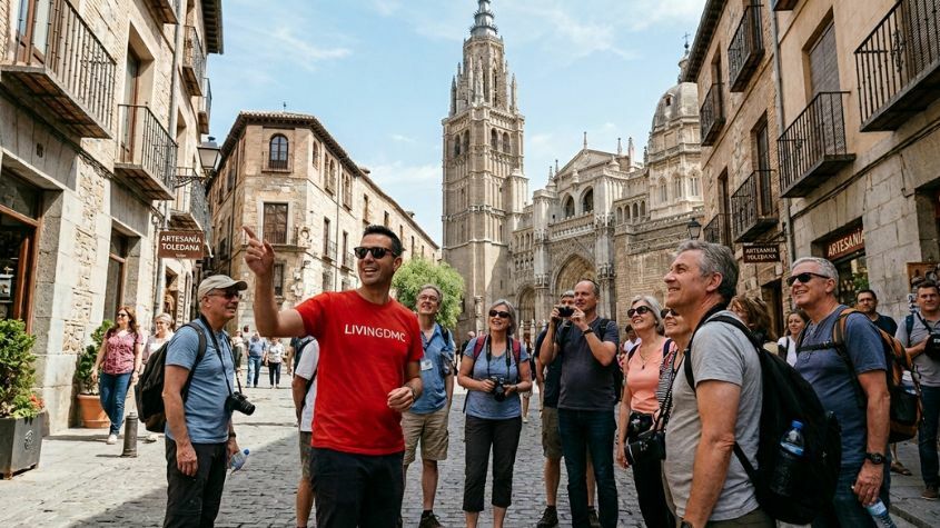 Guía de Living DMC con turistas en Toledo