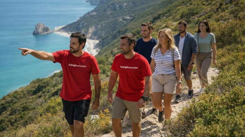 Guias da Living Tours com turistas na Arrábida Portugal